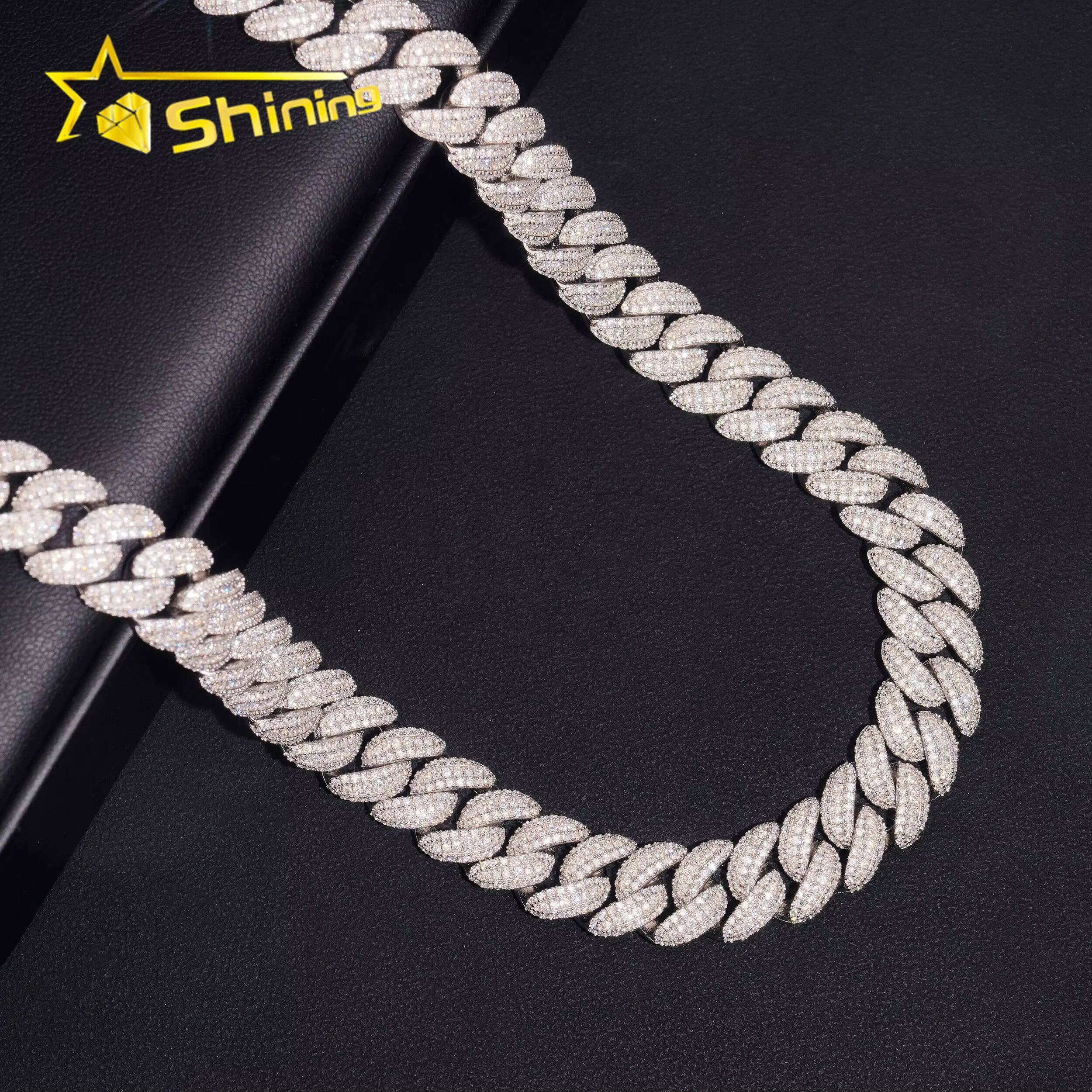 Fine Jewelry Hip Hop Pass Diamond Tester 925 Silver Mens 125mm Iced Out Cuban Link Chain