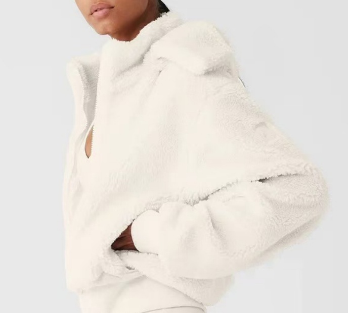 Autumn Winter Sherpa Lined Hooded Short Jacket Thickened Warm Sporty Casual Stand Collar Zip Front High Quality Stylish Sporty Casual Short Jacket