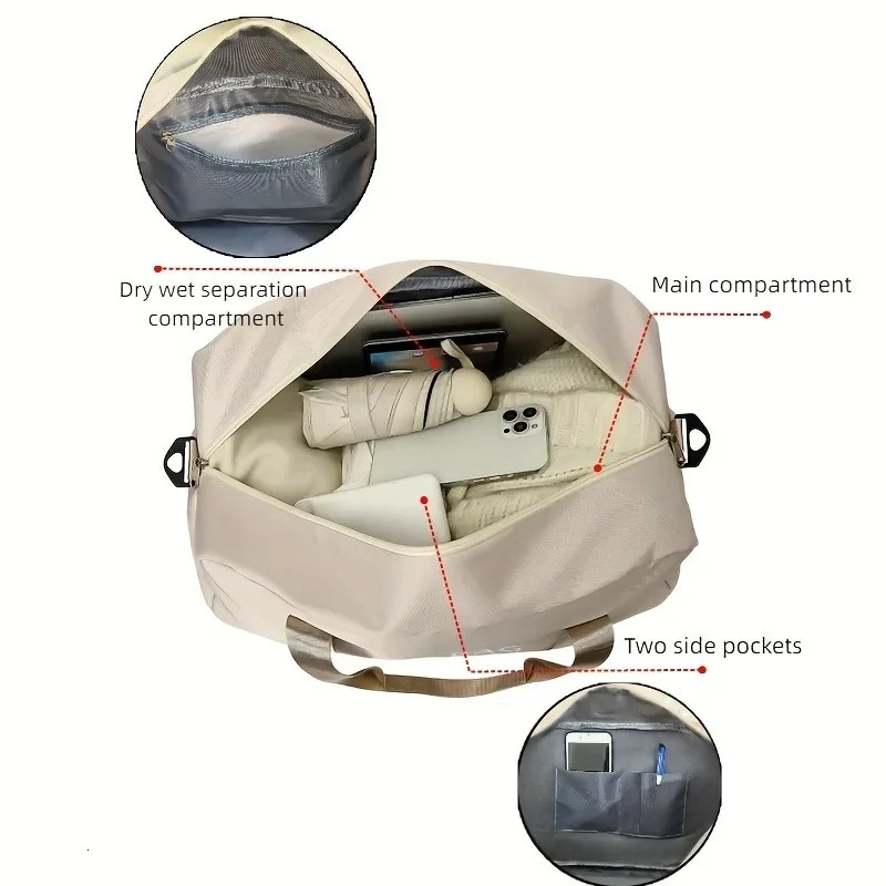 Multifunctional LargeCapacity Travel Duffle Bag with Adjustable Shoulder Strap Durable Nylon Casual Gym Bag for Sports 250903