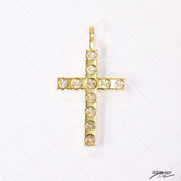 Custom 8Mm Wide Yellow Gold Plated Sterling Sier Iced Out VVS Ddmyday Moissanite Cross Pendant For Necklace Jewelry Ddmyday
