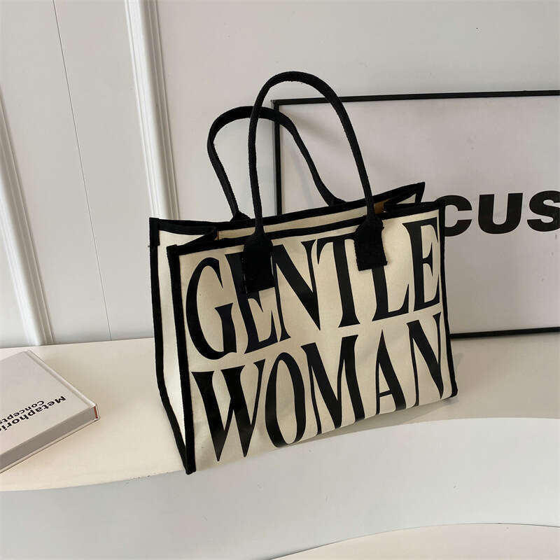 Women Letter Print Canvas 2025 New High-end Handbag Shoulder Bag