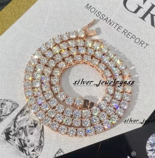 925 Sterling Silver Iced Out Tennis Chain Bracelet VVS Moissanite Diamond Hip Hop Jewelry for Men and Women