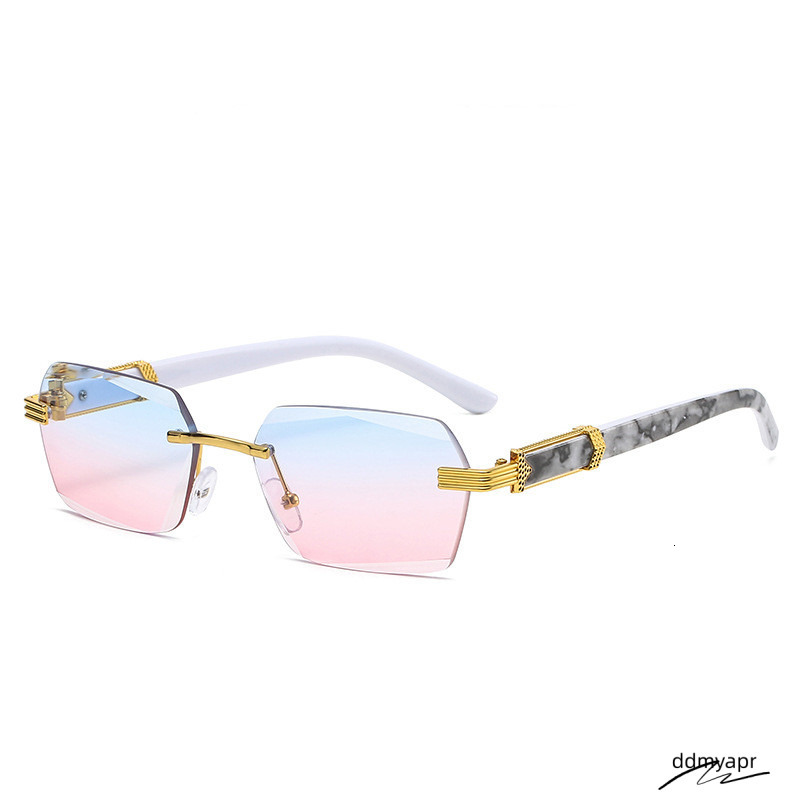 Designer Ddmyday For Women Men Gradient Square Frameless Marble Sunglasses Polarized Goggle Pilot Frame Oversized Uv400 Eyewear Sk8201