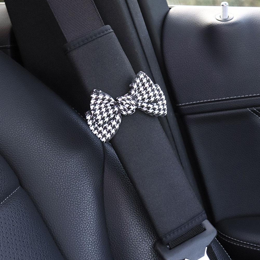Luxury Designer Leather Car Seat Belt Shoulder Cover Cute Goddess Car Interior Decoration Seat Belt Protective Cover Four Seasons Universal Extension