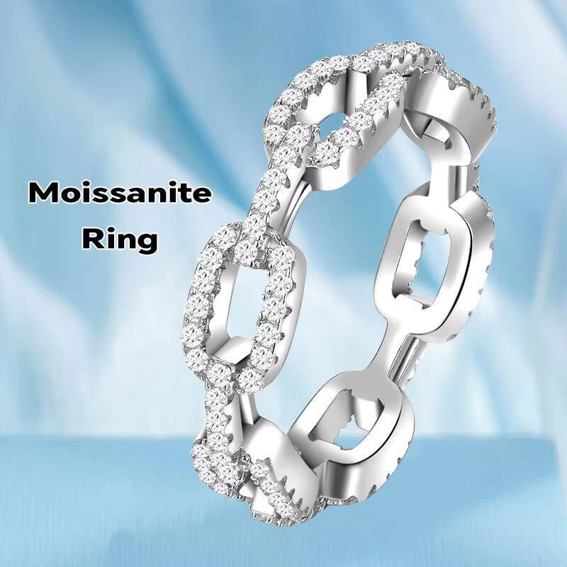 Fine Jewelry 925 Sterling Silver Eternity Cuban Ring GRA Certified VVS Moissanite Iced Out HipHop Style for Men Women Wedding