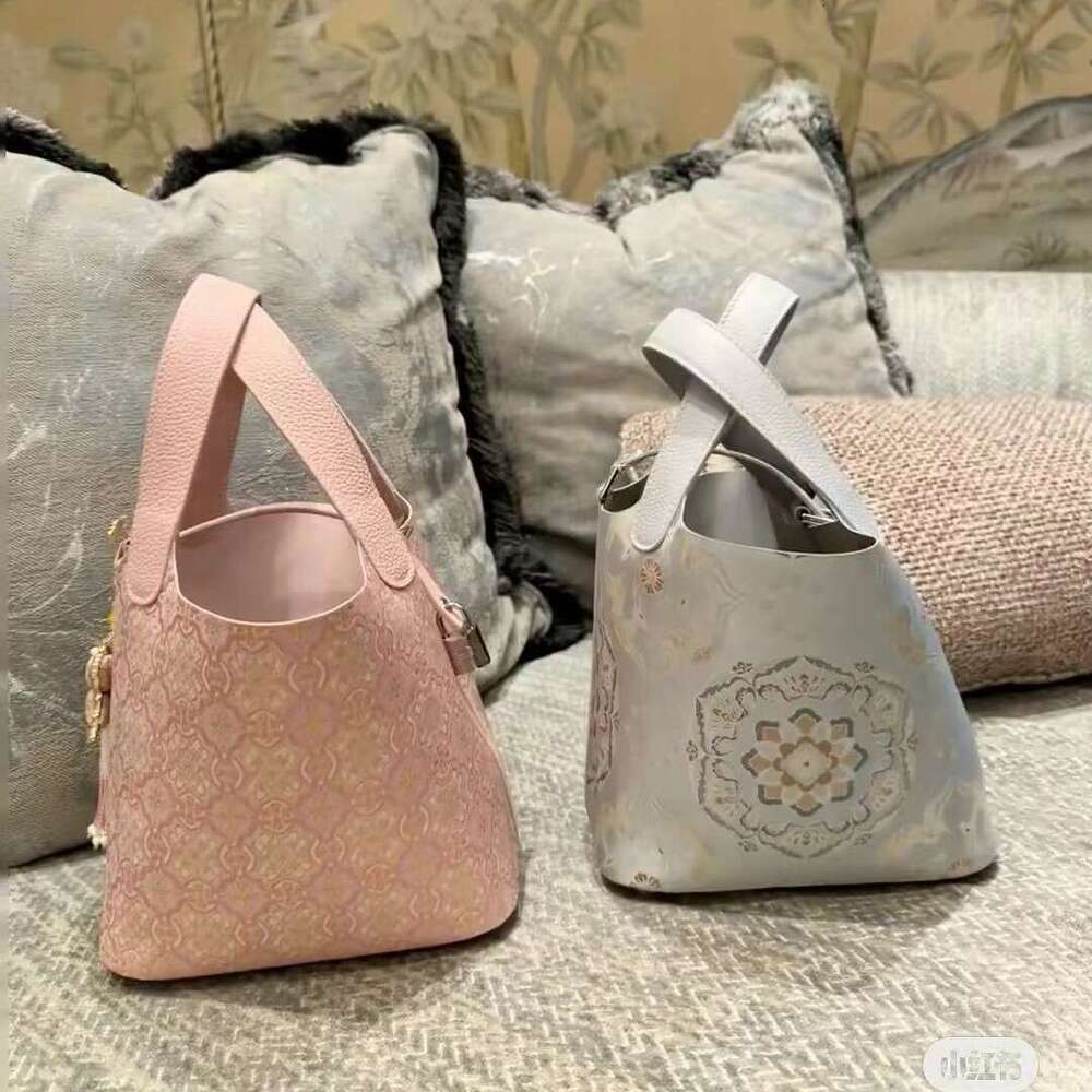 DHEssentials 2025 Oriental Bucket Bag Handmade Brocade Soft Basket Purse