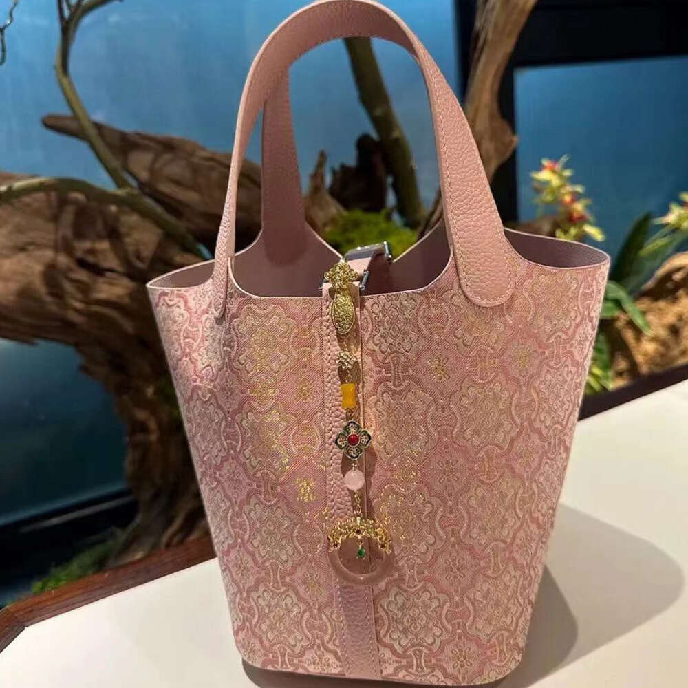 DHEssentials 2025 Oriental Bucket Bag Handmade Brocade Soft Basket Purse