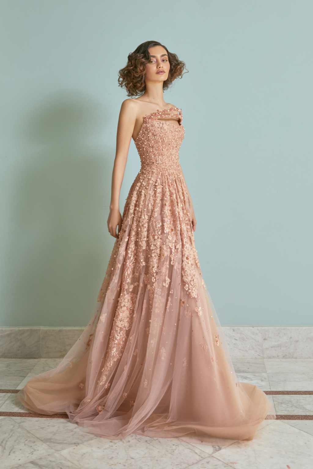 New Listing Prom Dress Sweetheart Collar Beading Tulle Evening Gown A-line Pleated Backless Bridesmaid Dress with Train Customized