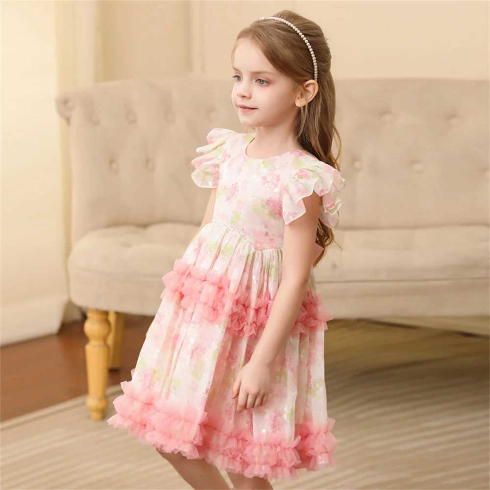 Baby Girl Sleeveless Thin Pink Princess Dresses Kids Girl Flower Casual Dress Mesh Birthday Ceremony Ball Gown Z250904