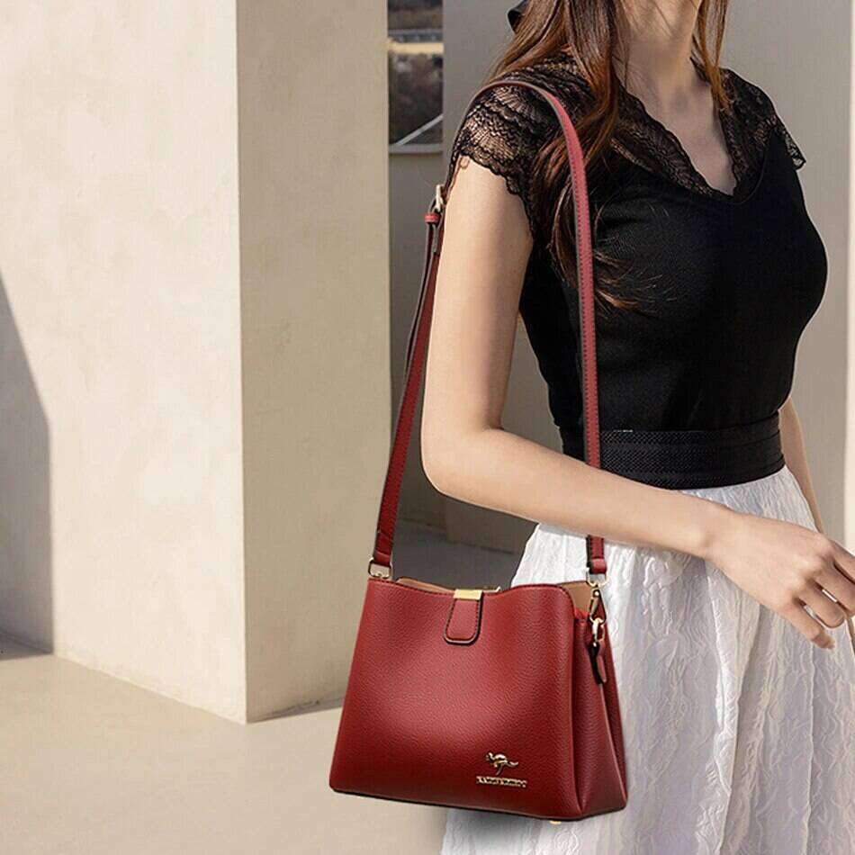 High Quality Women's Luxury Leather Handbag 3 Layers Multifunctional Bag For Women