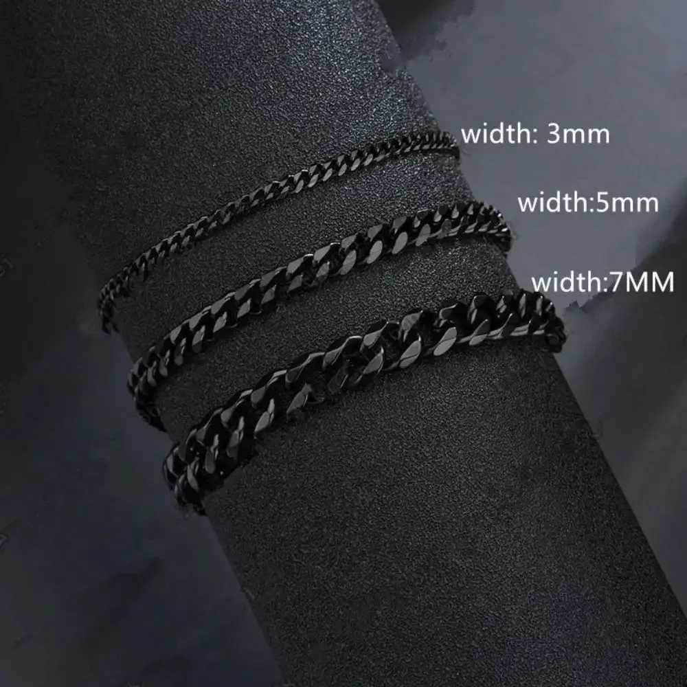 New Trendy Cuban Chain Men Bracelet 3mm 5mm 7mm Classic Stainless Steel Chain Bracelet For Men Women Jewelry Party Gift W250904