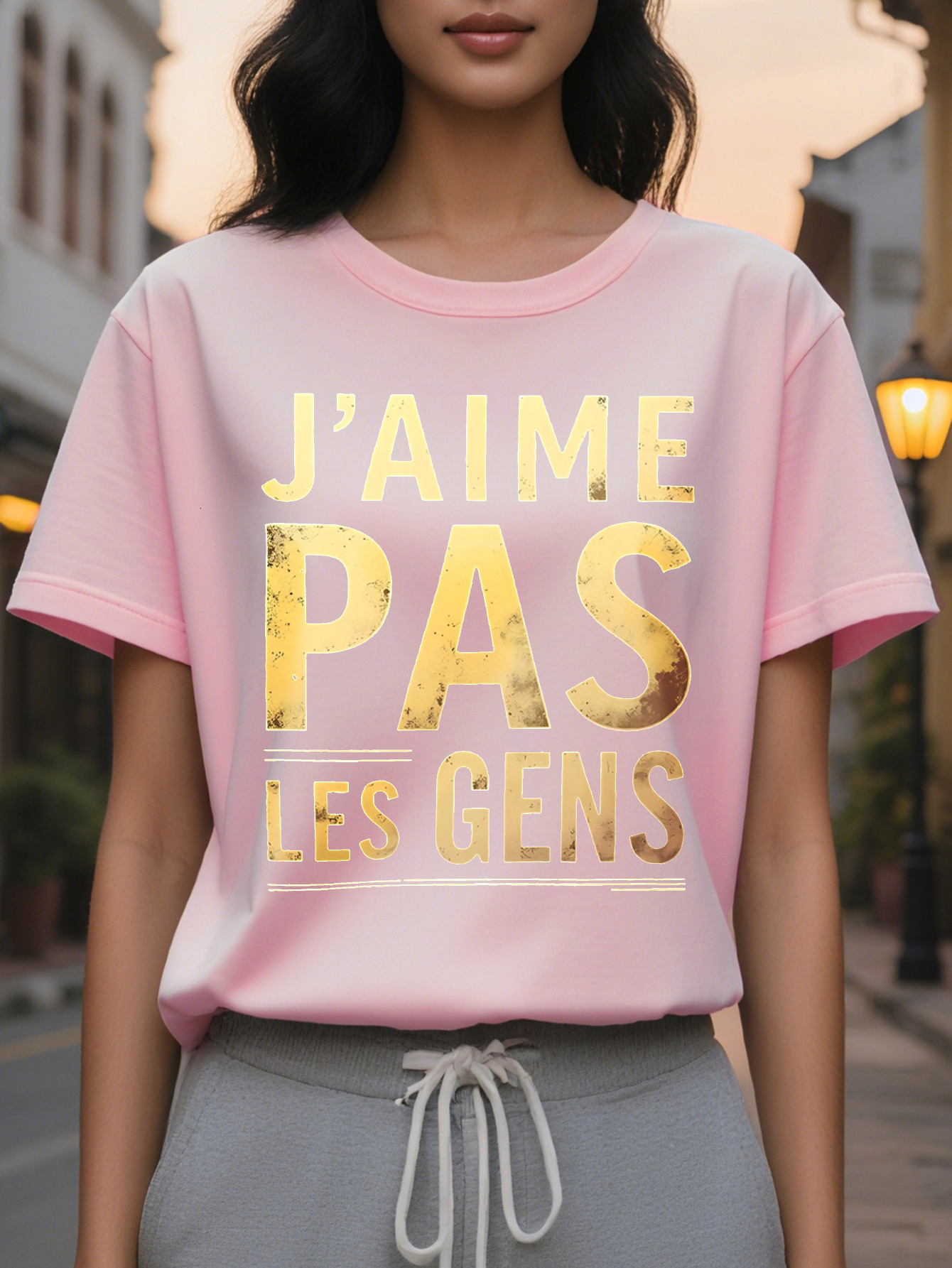 100% Cotton Printed Round Neck Short Sleeve American T-shirt Women's Spring and Summer New Slim Fit Slimming Fashion Top