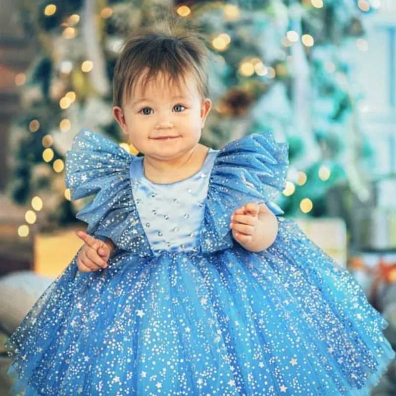 Fashion Star Shiny Baby Girl Princess Dress Birthday Sequin Puffy Girls Party Dresses Costume Childrens Evening Dress Wedding Z250904