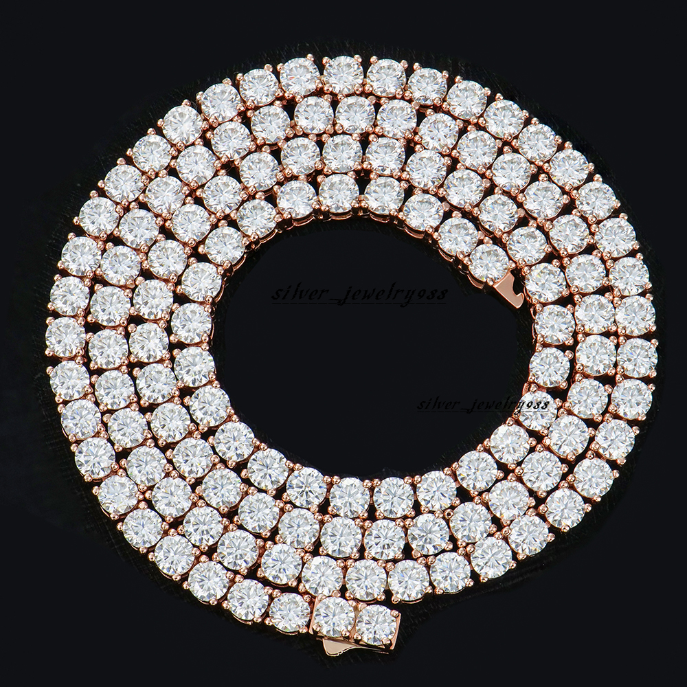 2843ct Lab Diamond Necklace Rose Gold Plated S925 Sterling Silver 4mm Round Cut D Color Moissanite Necklace Valentines Gift