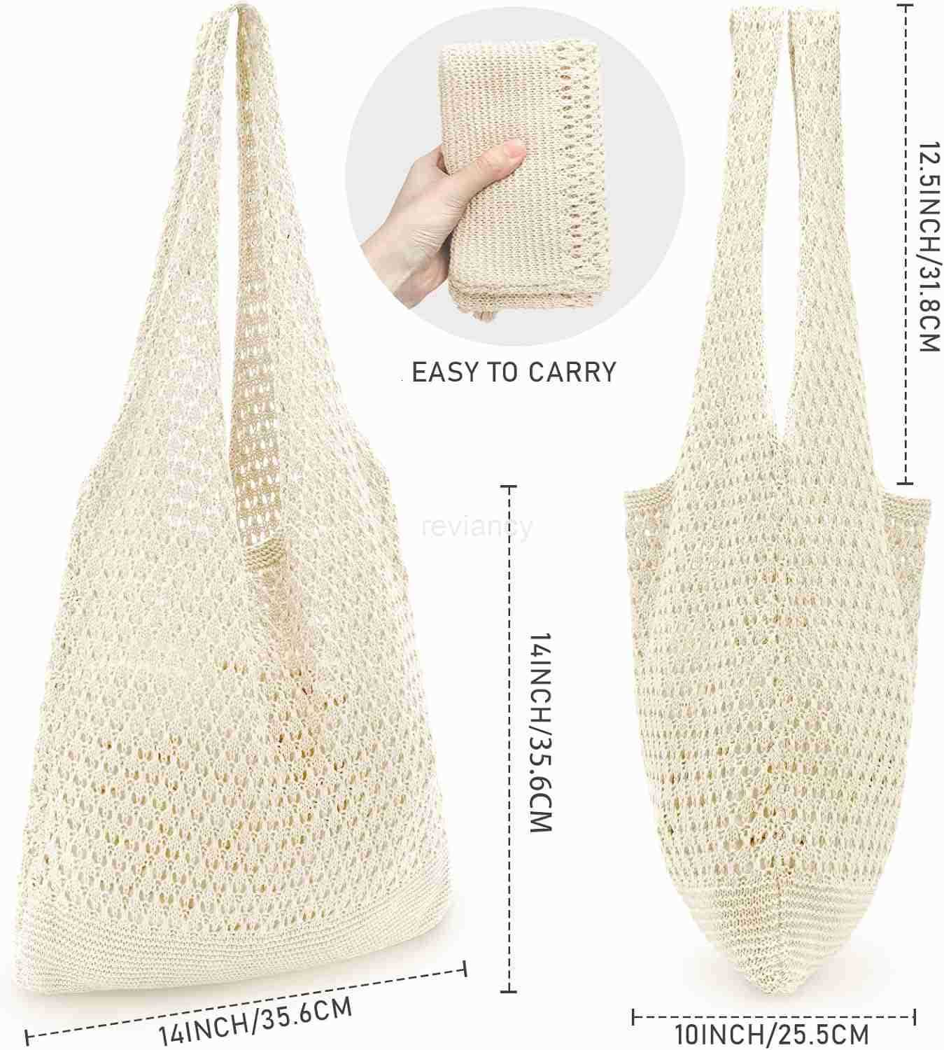 Crochet Bags for Women Summer Beach Tote Aesthetic Hippie Knit BagW250904