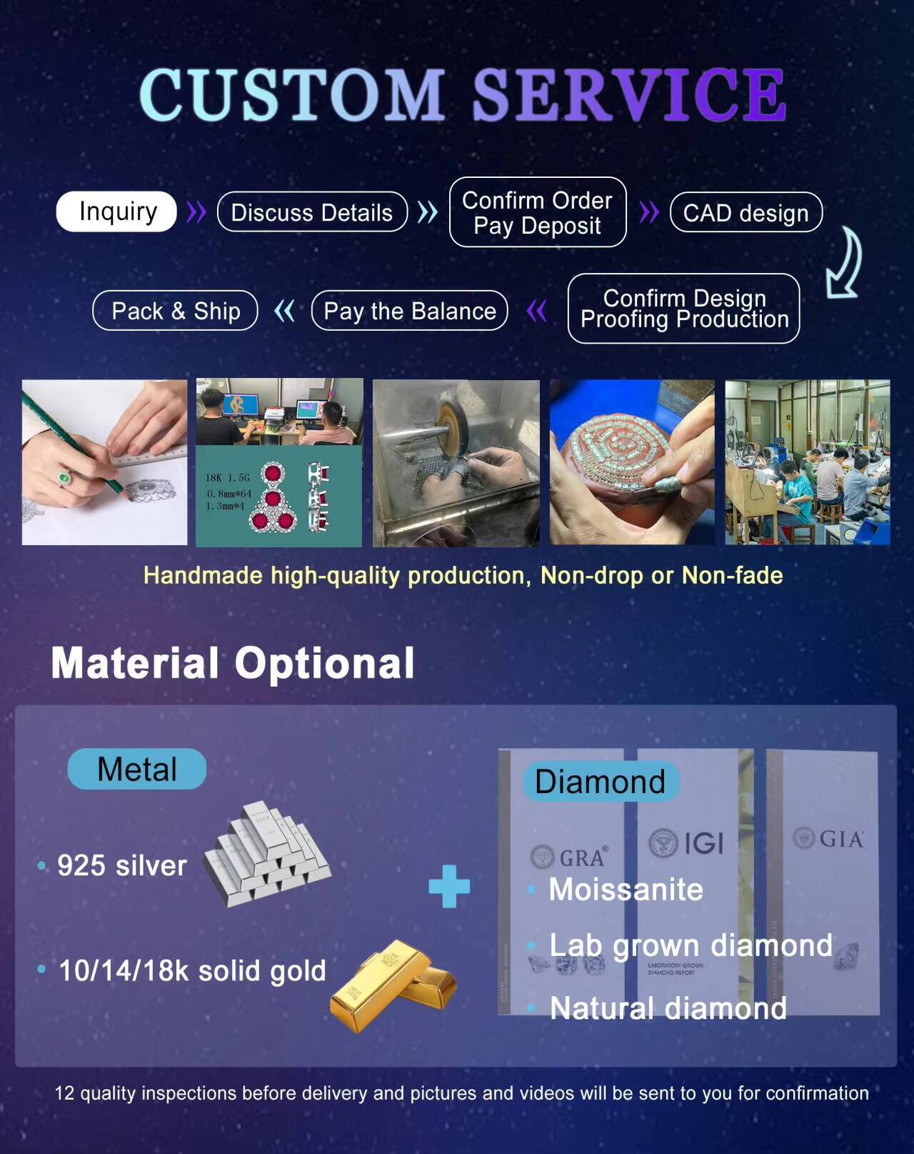 Customized Marquise Cut Lab Created Diamonds Solid 14K Yellow Gold Jewelry Rings IGI GIA DEF VVS Engagement Rings Women