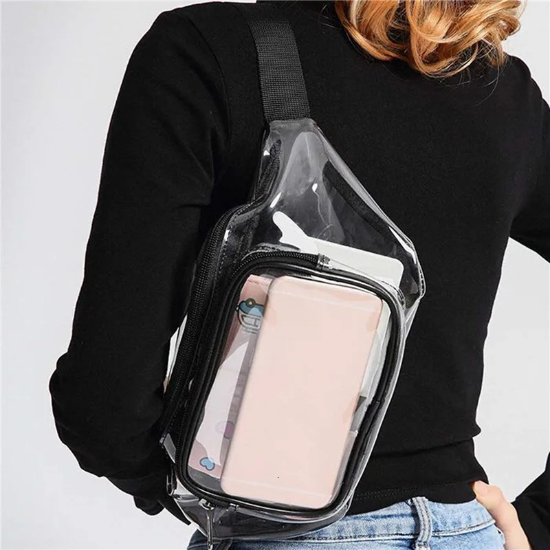 Women Pvc Waist Belt Bag Fanny Pack Hip Bum Bag Clear Transparent Chest Pouch Bag Beach Travel Banana Hip Zipper Running Bag 250903