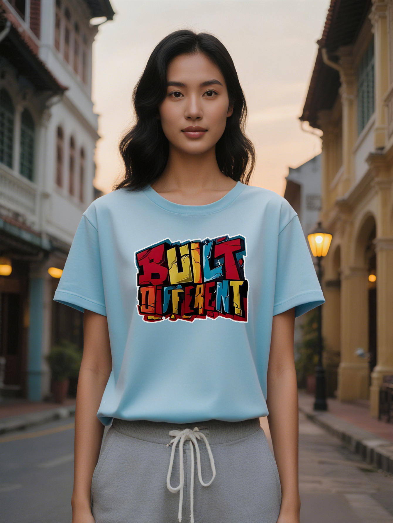 Large XL Women's Casual Crew Neck T-Shirt with Unique Graphic Print Black Summer Streetwear Regular Fit Perfect Gift Plus Size