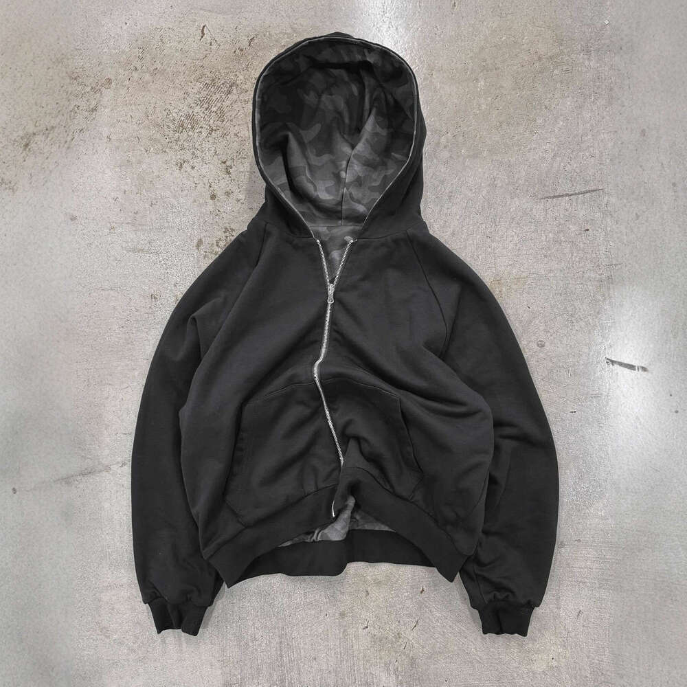 Camouflage Reversible American Style Zipper Hoodie Sweatshirt Autumn Jacket Couple Trendy Top