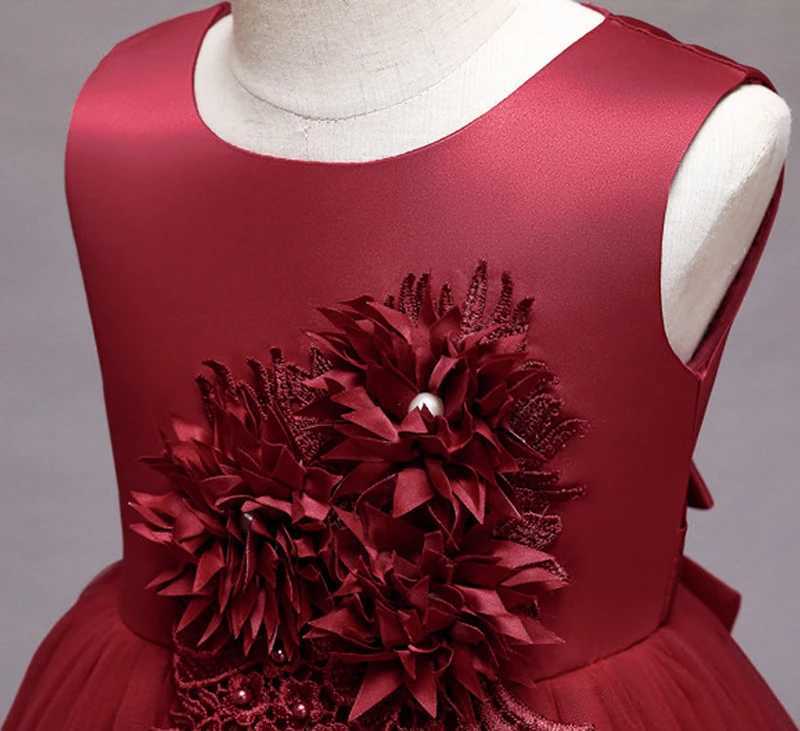 2023 Summer Girls Dress Lace Applique Flower Girl Party Dresses Children Costume 2-10 Years Kids Wedding Princess Birthday Dress Z250904