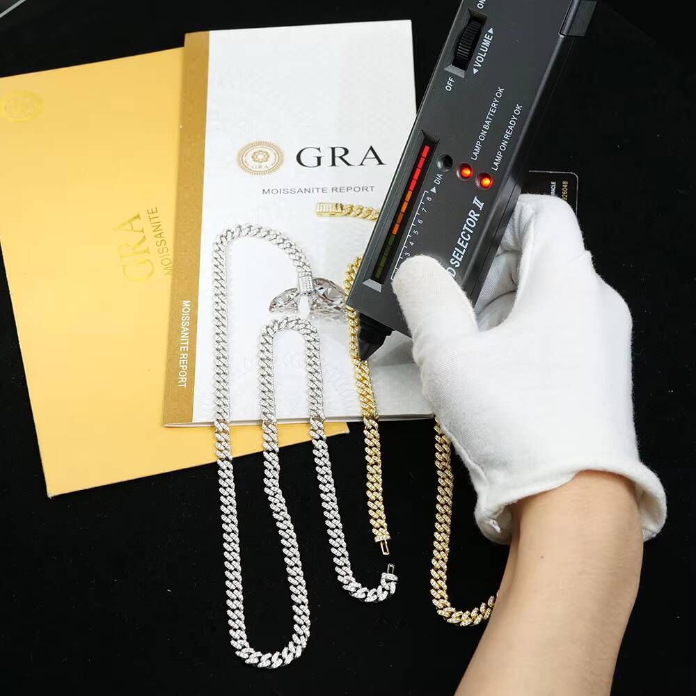 Wholesale Men Hip Hop Jewelry 6mm 925 Sterling Silver Gra Certified Mossanite Moissanite Vvs1 Diamond Cuban Link Chain Necklace