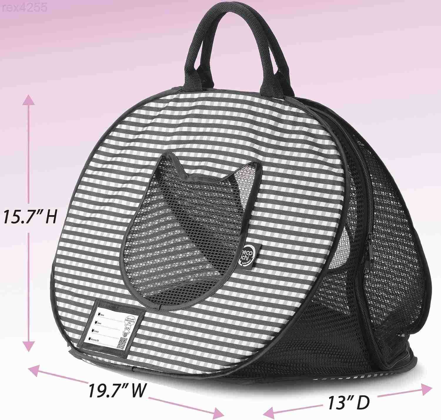 Cat Travel Carrier Collapsible Gray White for 2 Cats for Indoor Cats Small Medium Large CatsBlackW250904