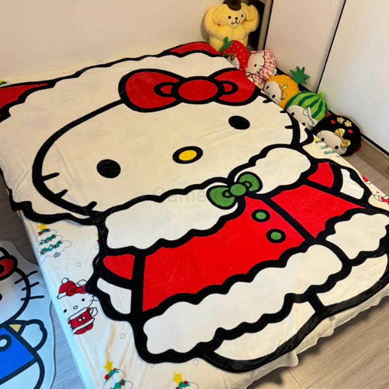 Sanrio Hello Kitty Halloween Blanket Flannel Throw Blanket Lightweight Blankets Soft Cozy for Bed Decor Home Bedsqread Christmas Gift L250904