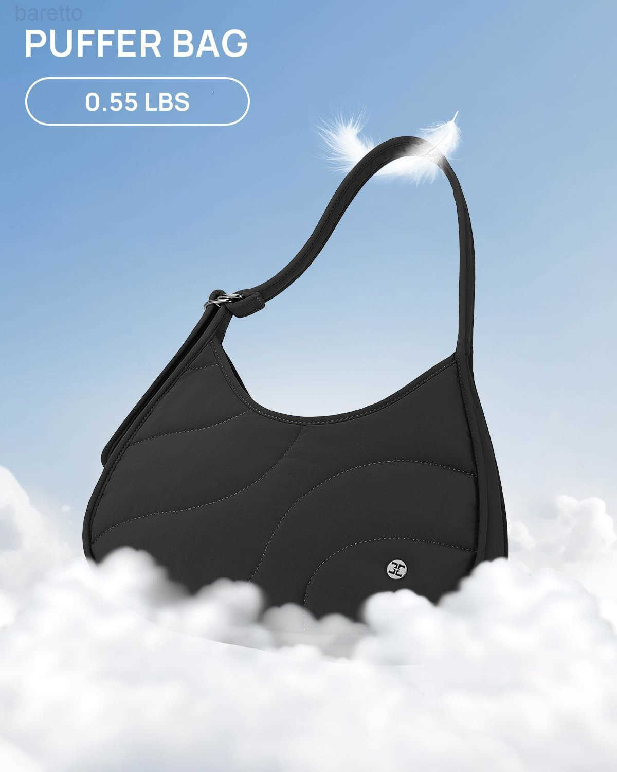 Shoulder Bag Puffer Crescent Bags for Women Quilted Hobo Handbags Lightweight Clutch Purse M250903