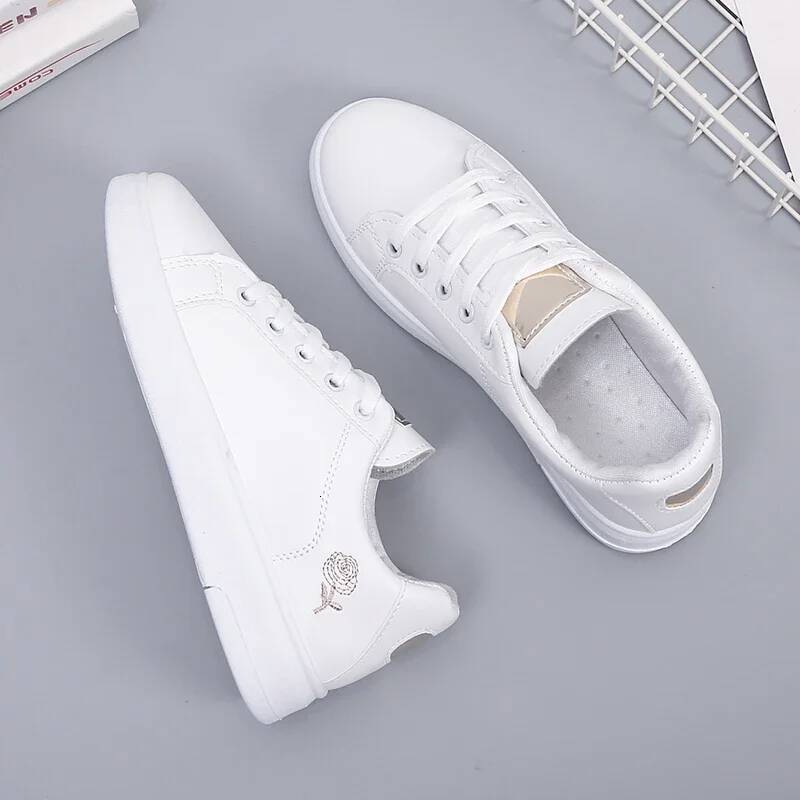 Women Casual New Woman White Breathable Flower Lace-Up Female Sneakers Fashion Embroidered Vulcanized Shoes ddmysaturn ddmysaturn