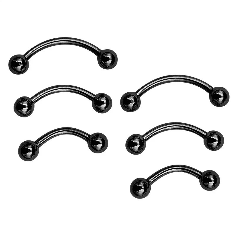6Pcs Eyebrow Piercing Banana Shape Lip Ring Stainless Steel Curved Barbell Stud Helix Navel Cartilage Earring Body Jewelry 250903