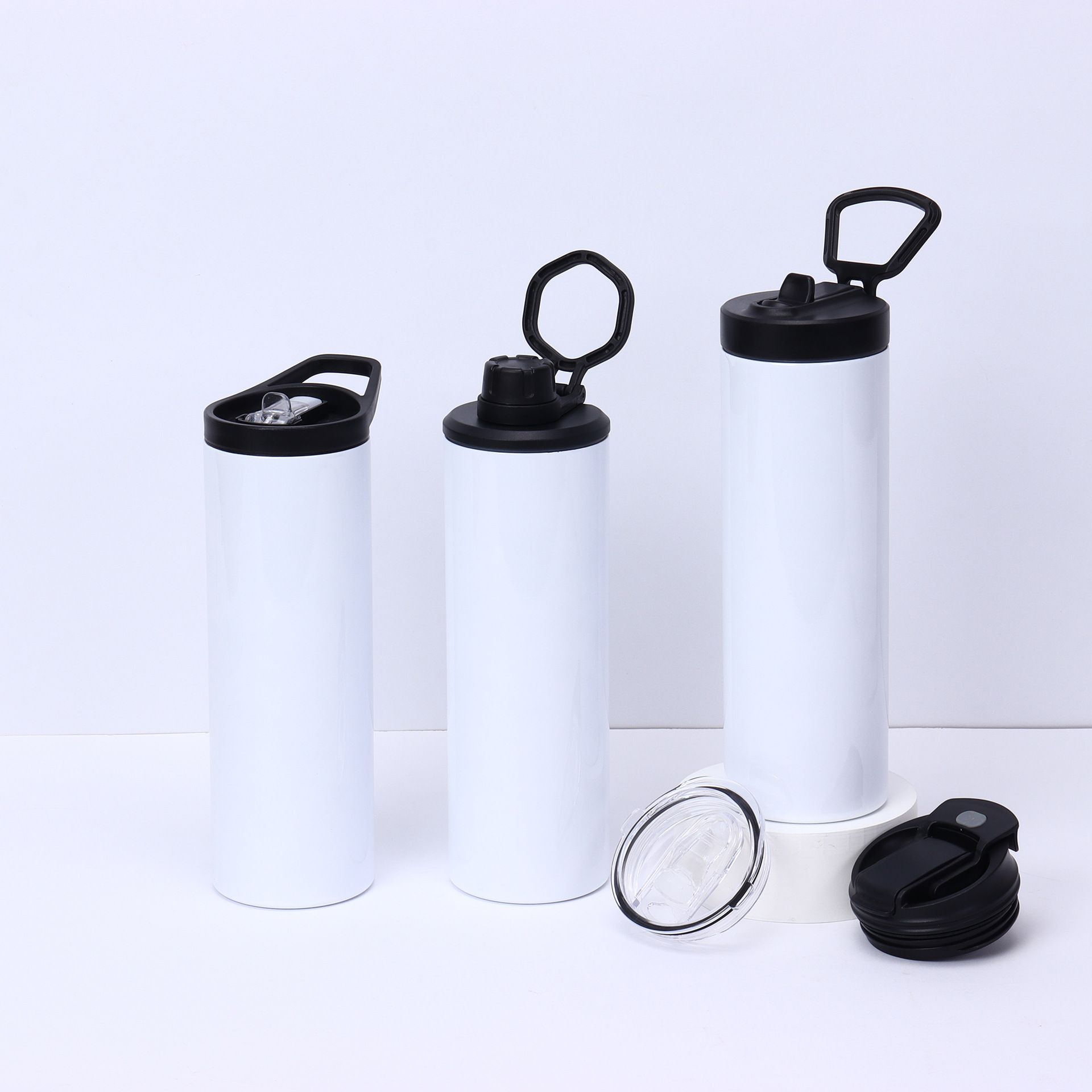 25 packs 20oz Sublimation Blank Tumblers Dual Opening Blank Bottles Stainless Steel Water Bottle with Dual lids for Heat Transfer