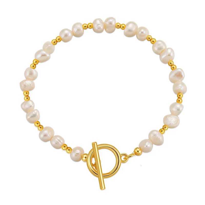 Summer New Fashion Natural Pearl Bracelet for Women Stainless Steel OT Buckle Bangles Korean Design Jewelry Accessories Y250904
