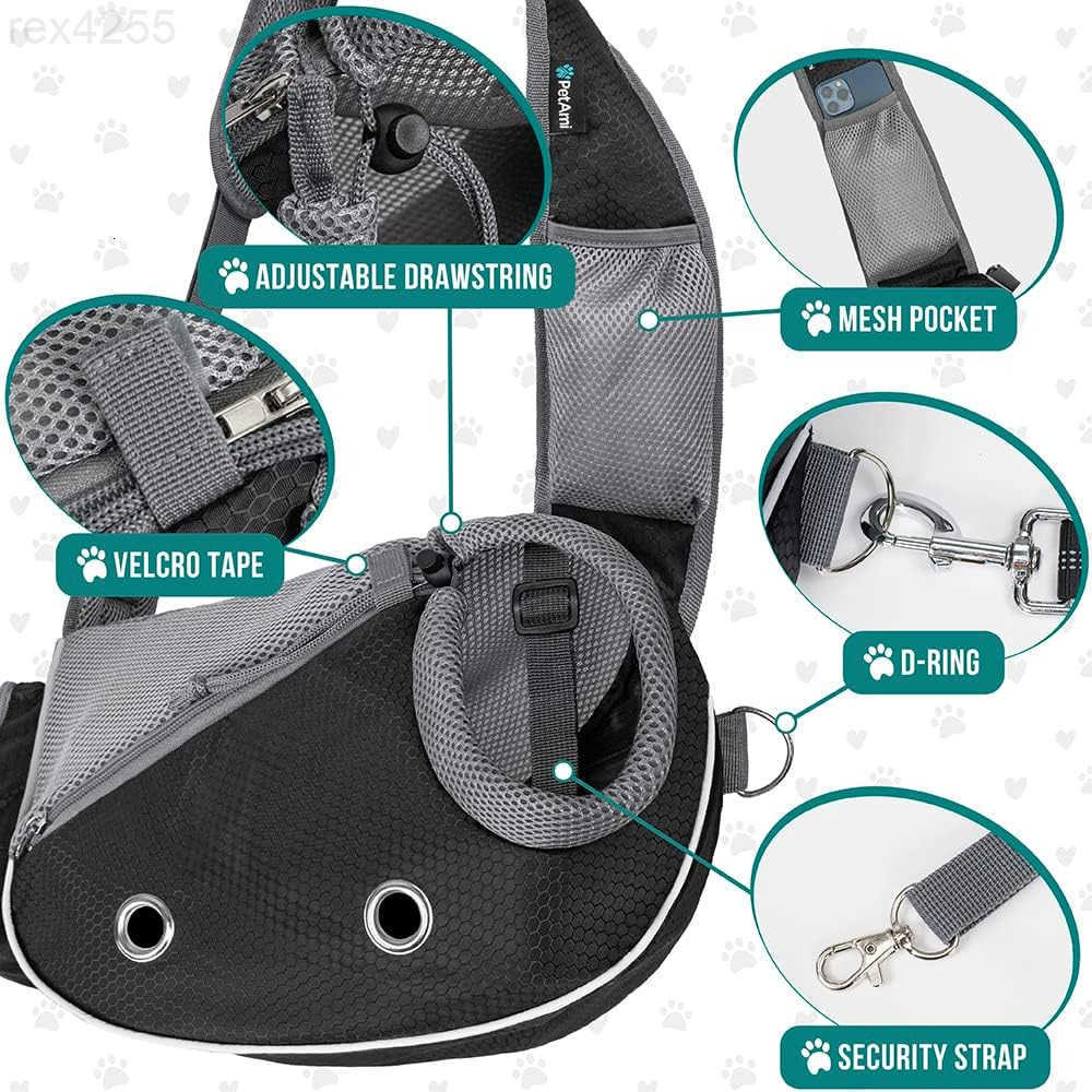 Dog Sling Carrier for Small Dogs Puppy Carrier Sling Purse Dog Bags For Traveling Carrying Bag to Wear Medium Cat Adjustable Crossbody Pet Sling Trave