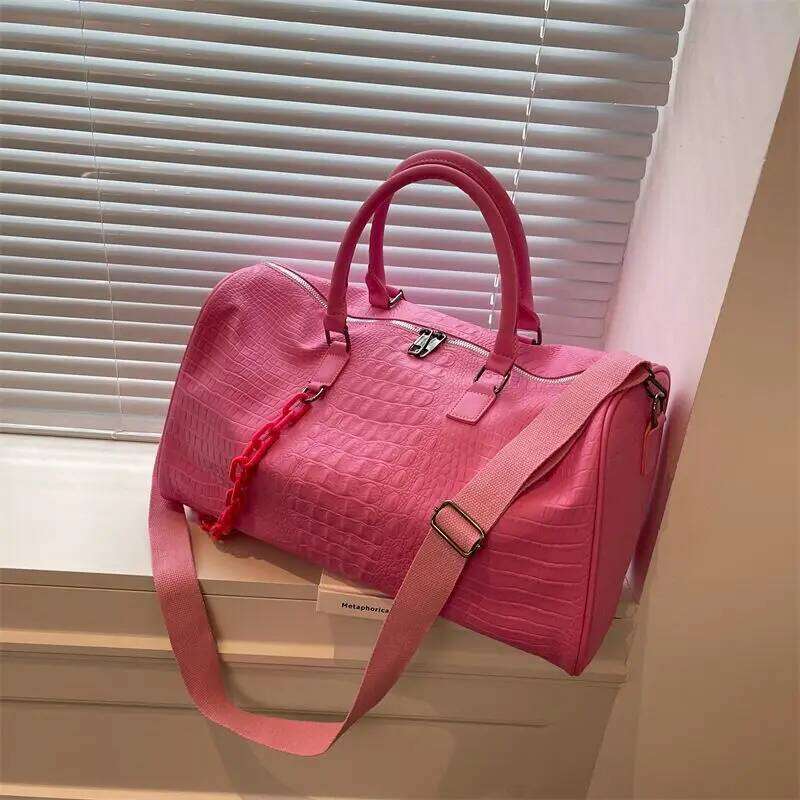 European / American Fashion Crocodile Pattern Emed Large Capacity Portable Sports Travel Single Shoulder Crossbody Bag Trend