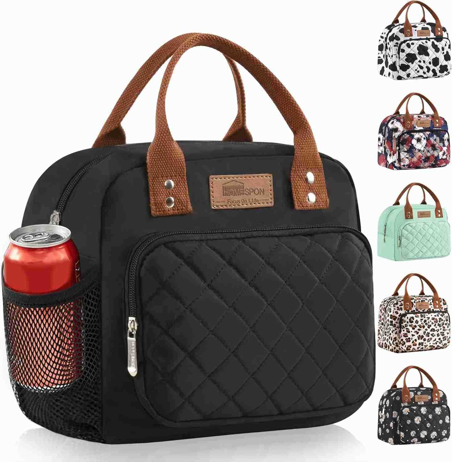 Lunch Bag for Woman Man Adults with Front Pocket Insulated Lunch Tote Lunch Box Container for Work Picnic or TravelBlack M250905