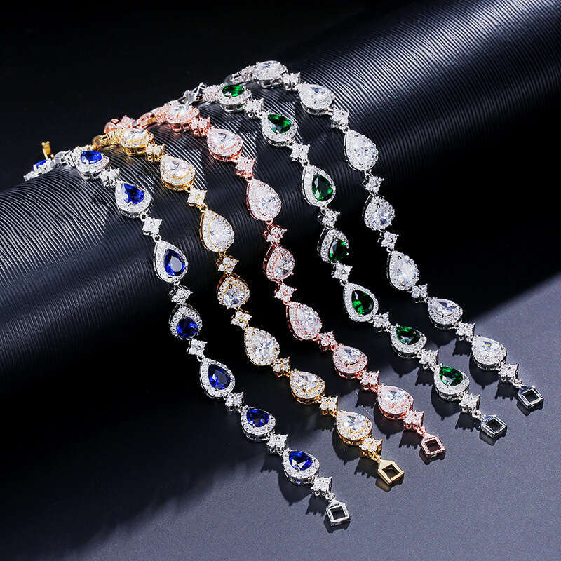 DHcollections l Manufacturer Direct Sales European & American Classic Water Drop Jewelry, AAA Zircon Fashionable Unique Bridal Bracelet for Women Z260