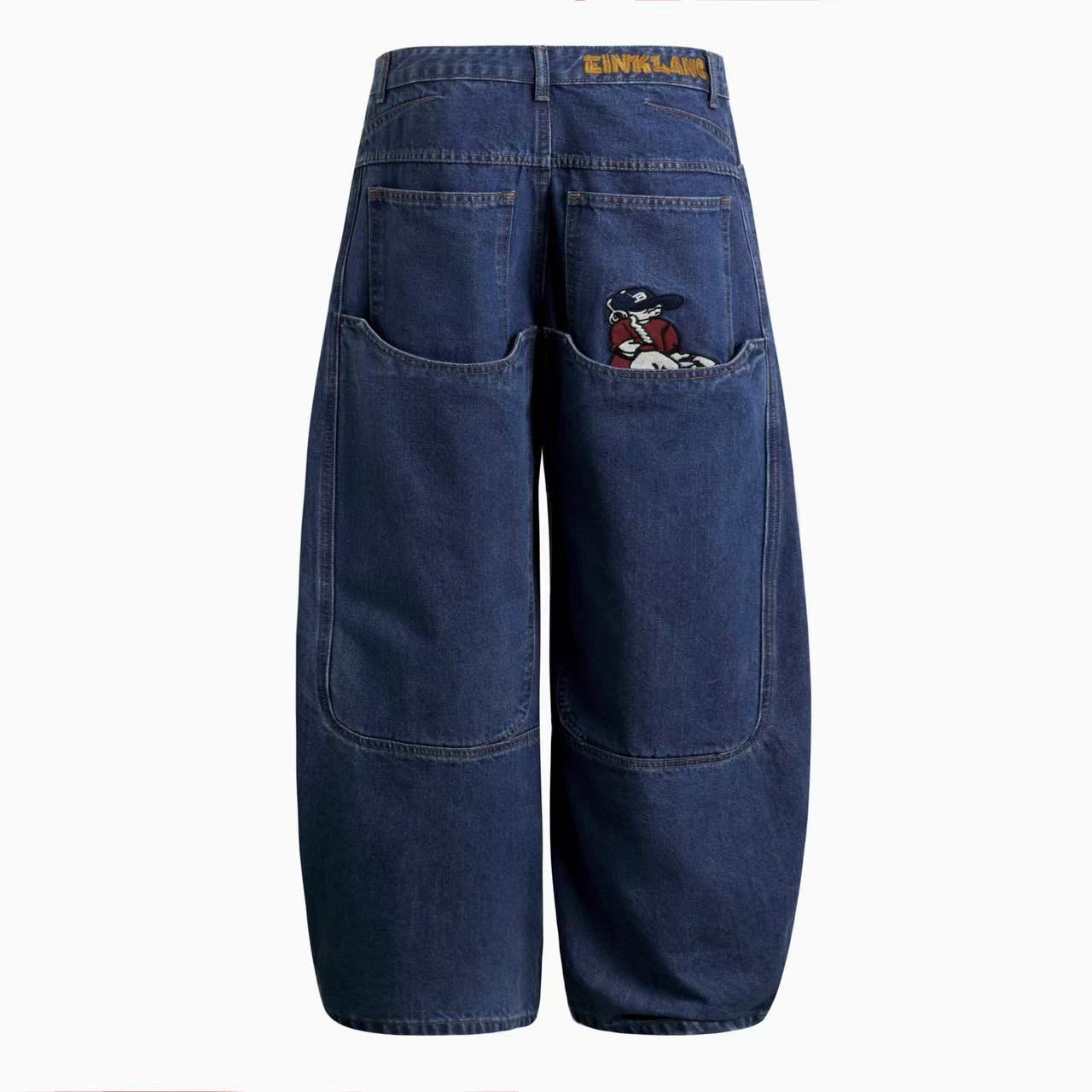 Y2K Jeans Harajuku Retro Elephant Graphic Baggy Jeans Blue Pants Women Punk Rock Hip Hop Gothic Wide Leg Trousers Streetwear 231229