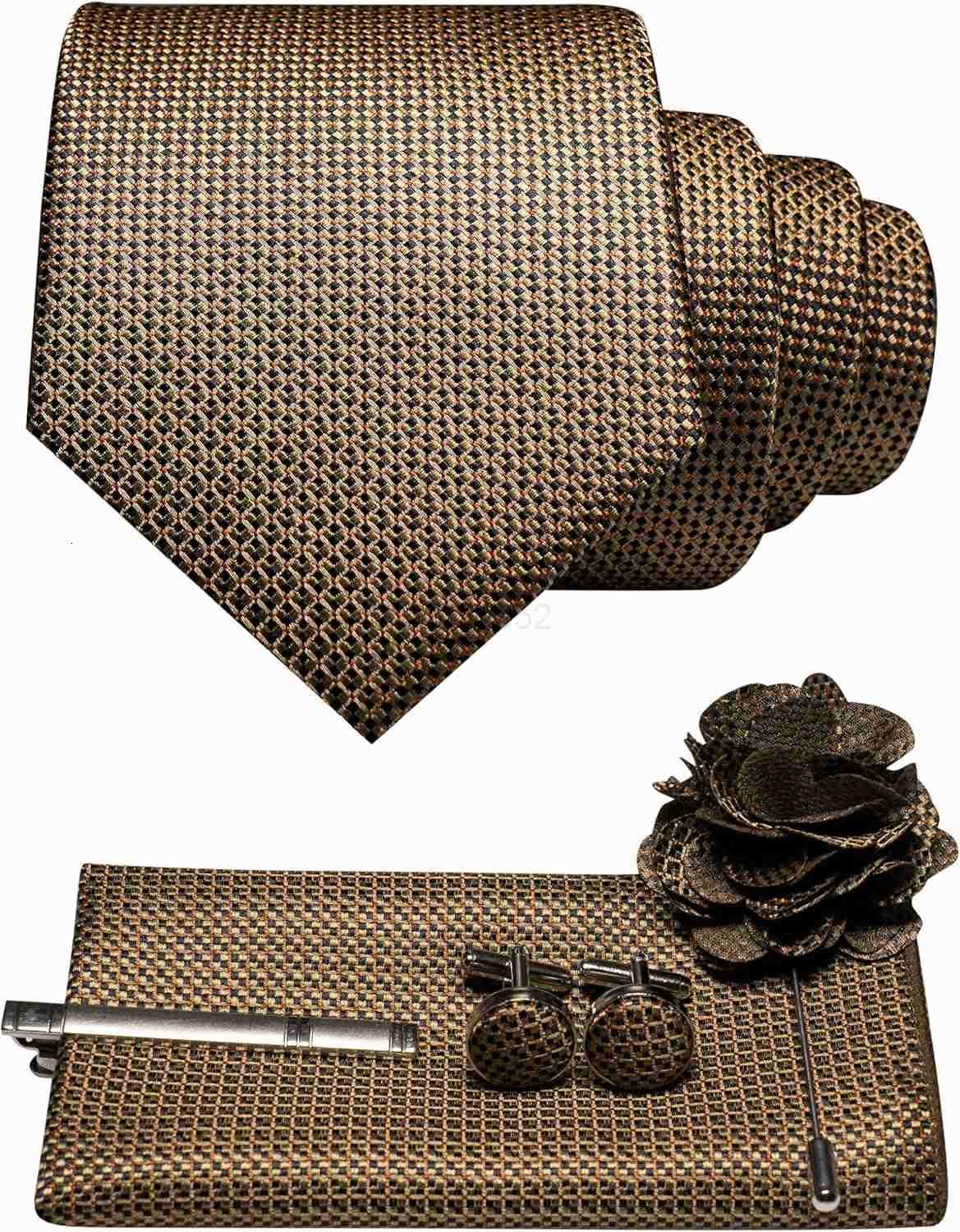 Mens Tie and Lapel Pin Necktie Pocket Square Cufflinks and Tie Clip Sets for Business Casual 5PCSW250904