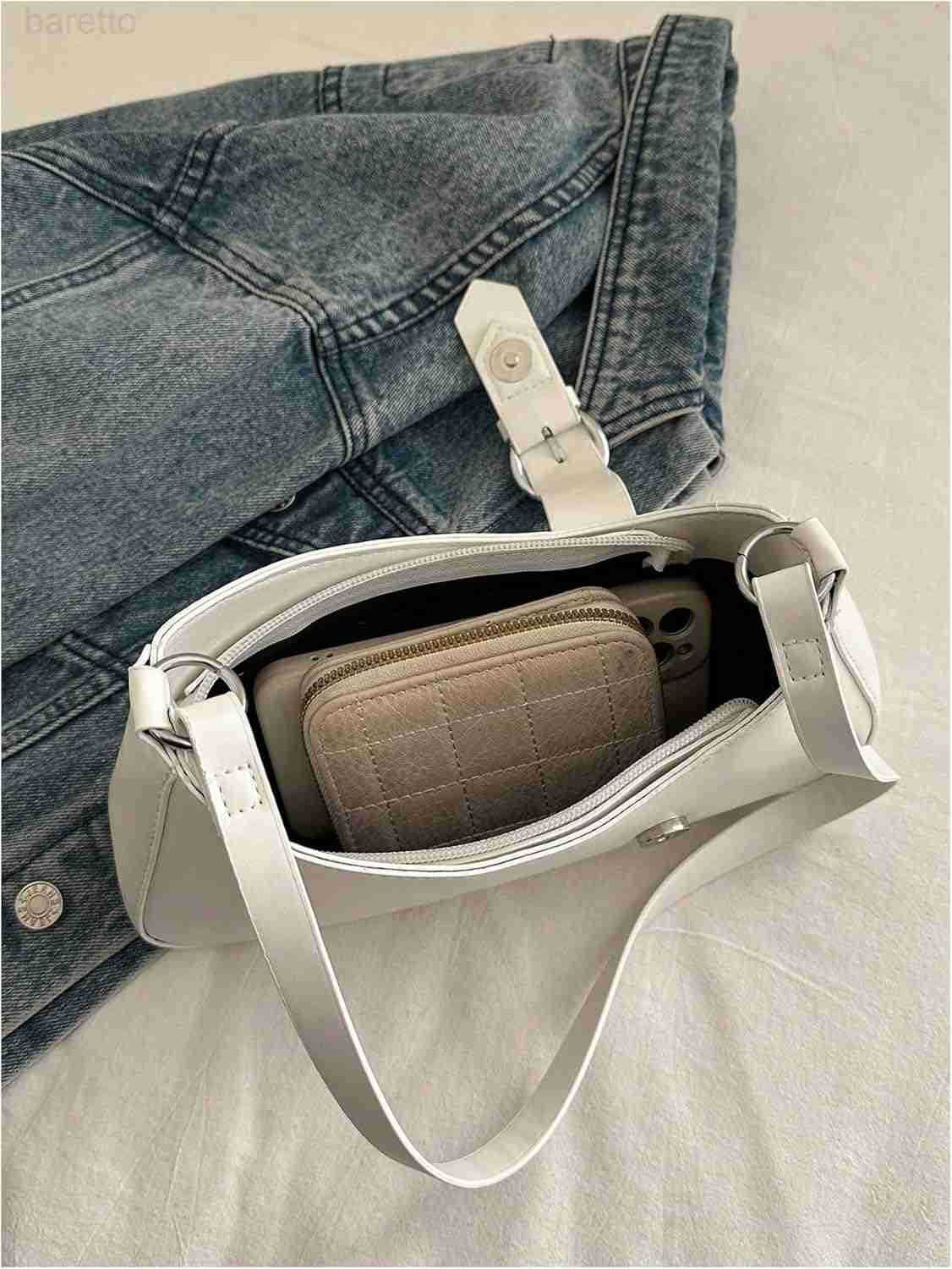 Womens Zipper Crescent Shoulder Handbags Vintage Top Handle Underarm Bags M250903