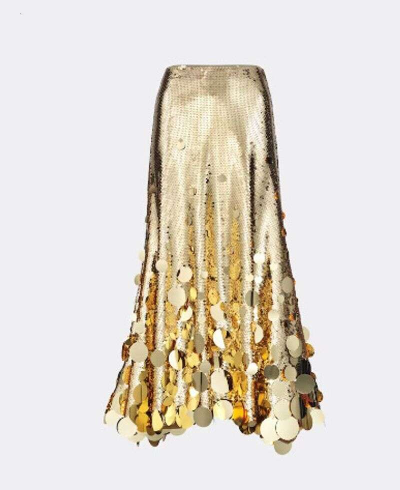 Women's Clothing Spring New Party Fashion Size Heavy Industry Large Sequins Beads Skirt C289