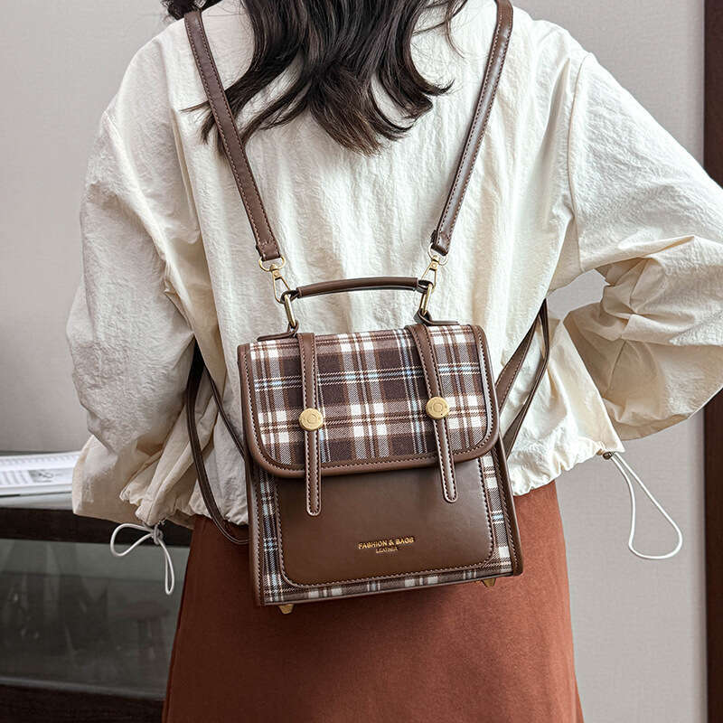 2025 New Women's Color-Block Handbag and Backpack Niche Design British Style Versatile Bag