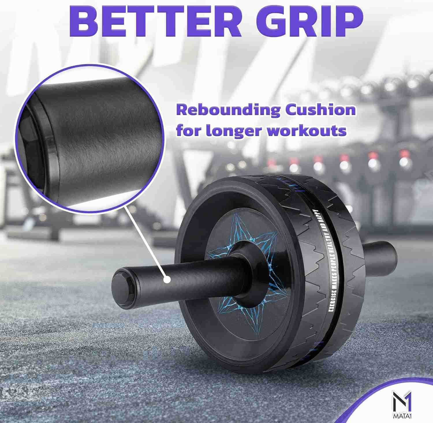 Ab Roller Wheel Abs Workout Machine Perfect for Core Abdominal Strength Training Exercise Wheels for Home Gym wKnee Pad Fitness Equipment for Sports W