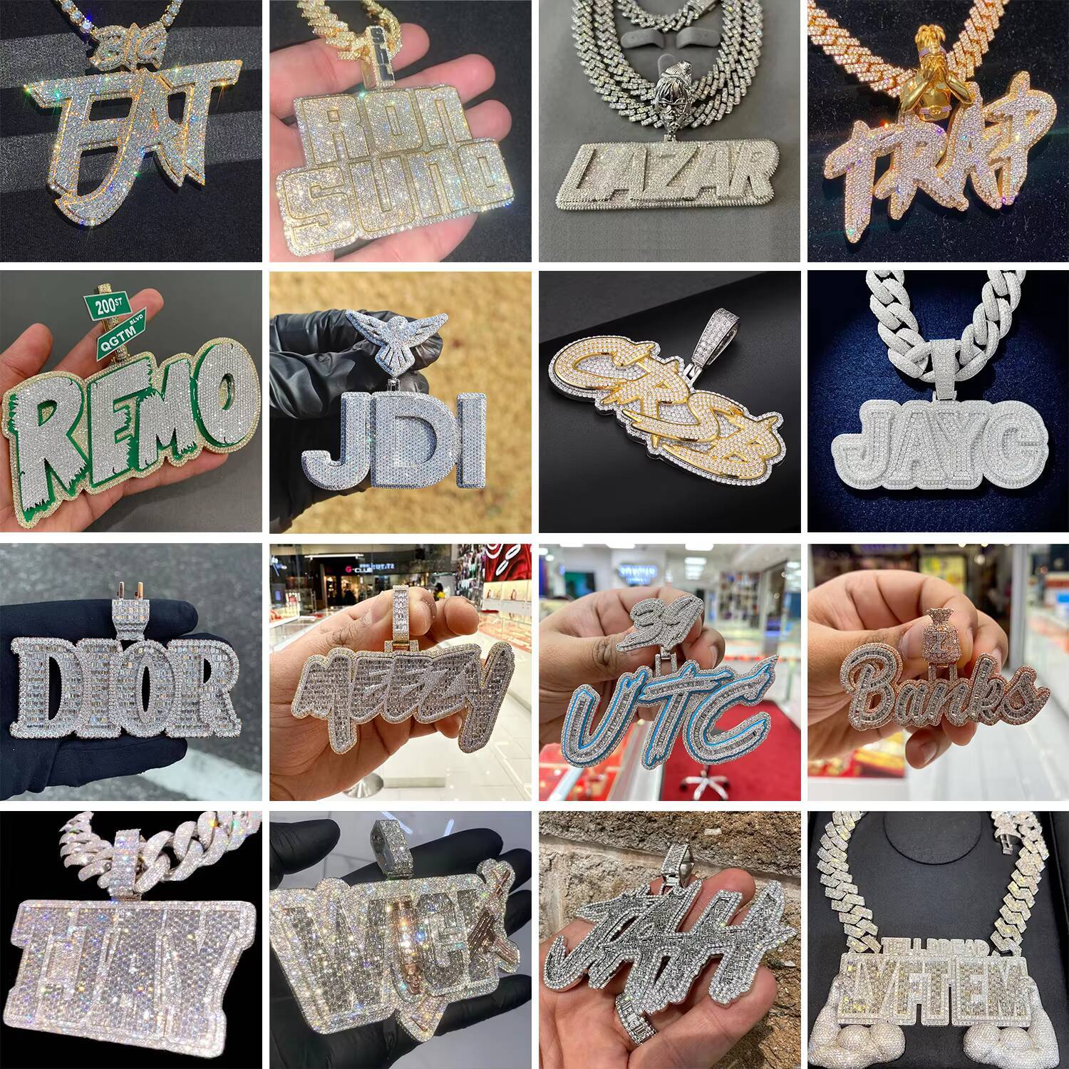 High Quality VVS Moissanite Iced Out Full Diamonds Letter Initial Name M Jewelry Necklace Personalized Custom Pendants