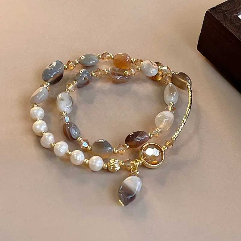 Fashion DoubleLayer Crystal Pearl Beaded Bracelet For Women Vintage Ethnic Stacking Bracelets Bangle Hand Jewelry GiftsXJ250904
