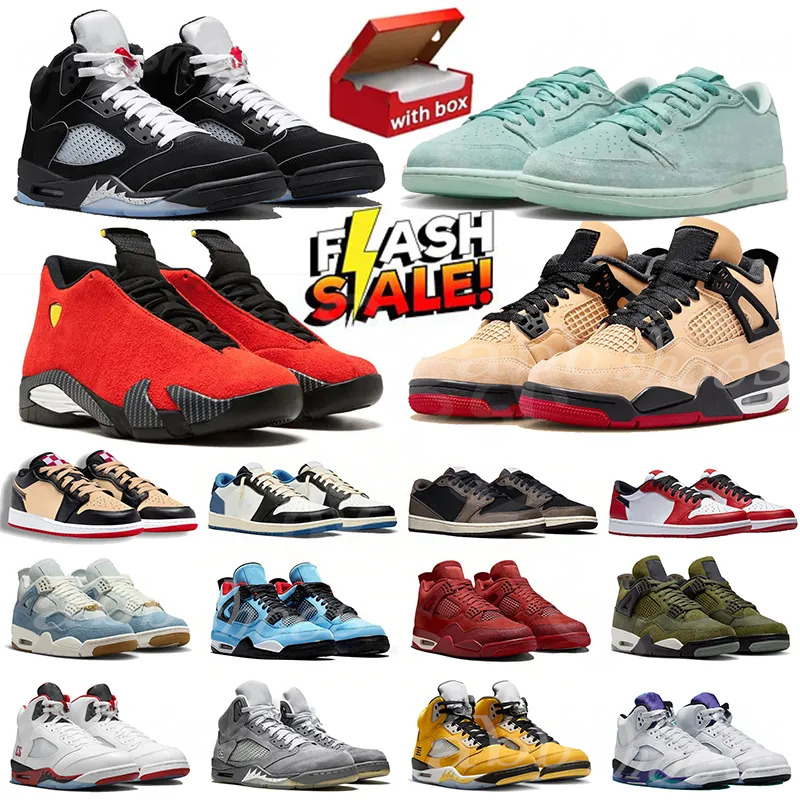With box basketball Designer shoes 1s 4s 5s 14s men women basketball shoes Black Cat Military Red Thunder White Oreo Cool Grey Game Sneakers outdoors sneakers