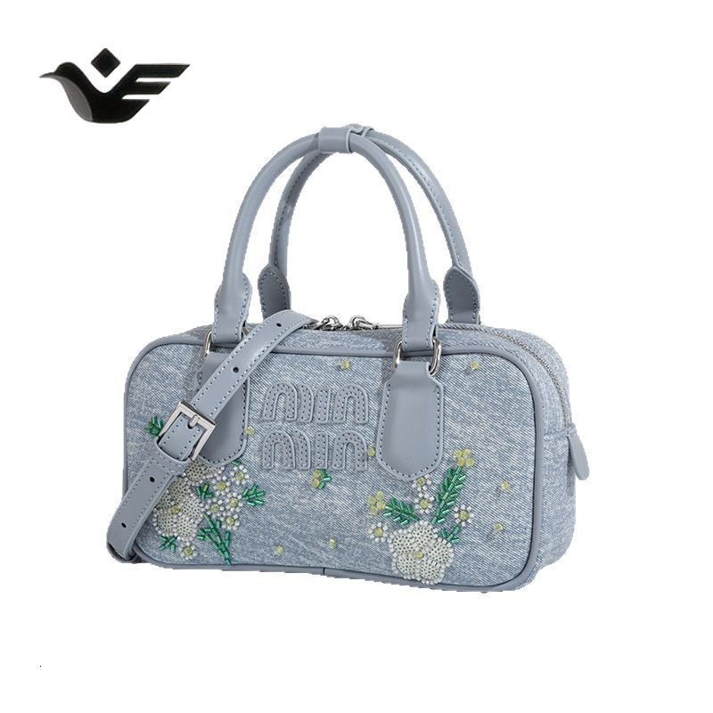 Feiyan Free Shipping New Designer Bag Luxury Shopping Bag Trendy Embroidered Denim Tote Bag For Women New Handbag Fashionable High-end Shoulder Crossb