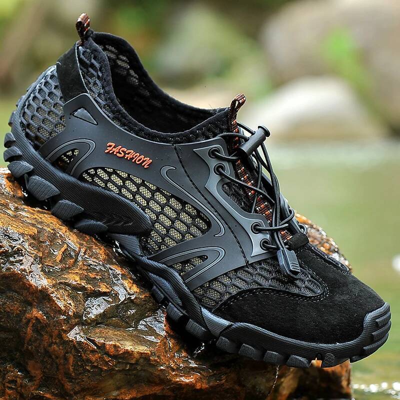 Breathable Waterproof Hiking Men Suede Mesh Outdoor Sneakers Rock Climbing Man Sport Quick-dry Shoes 2023 New ddmysaturn