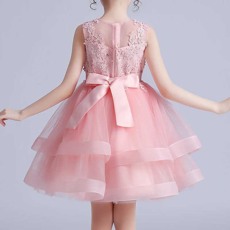 1281 Kids Girl Princess Dress Baby Girl Mesh Sleeveless Dresses Childrens White Wedding Ceremony Gown Z250904