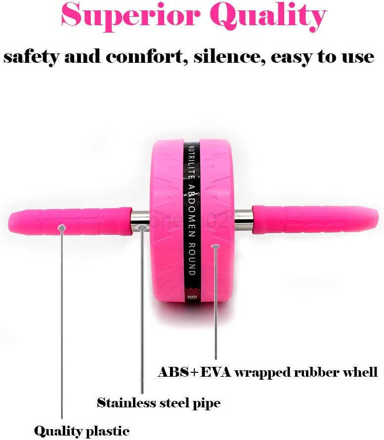 Ab Roller Wheel for Abs Workout Complete Home Gym Set with AB Wheel Roller Knee Mat and Jump Rope Pink W250904