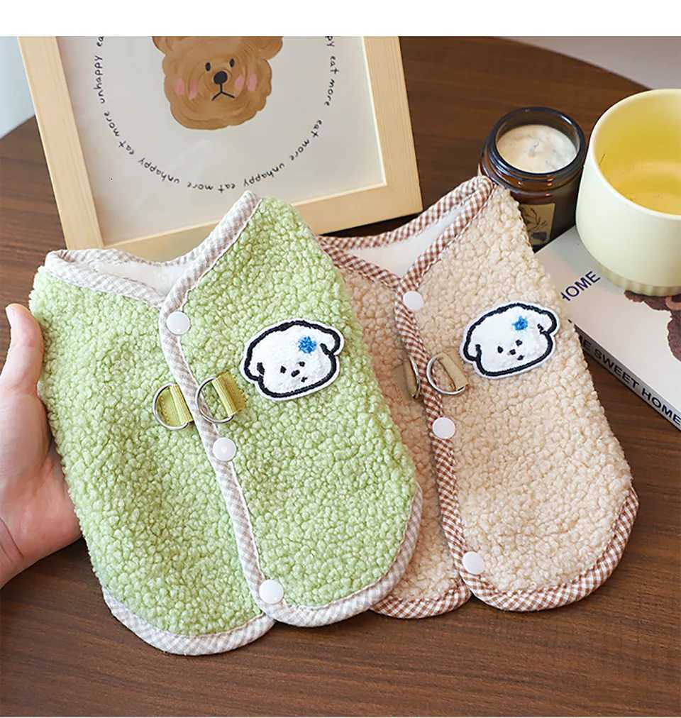 Animal Pattern Dog Clothes Bichon Frise Warm Vest Teddy Winter Solid Color Open Button Shirt Yorkshire Cartoon et W250904
